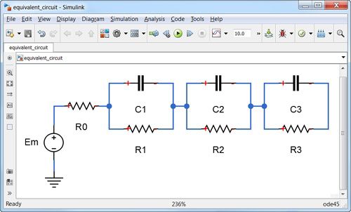 Circuito equivalente de una batería en Simulink