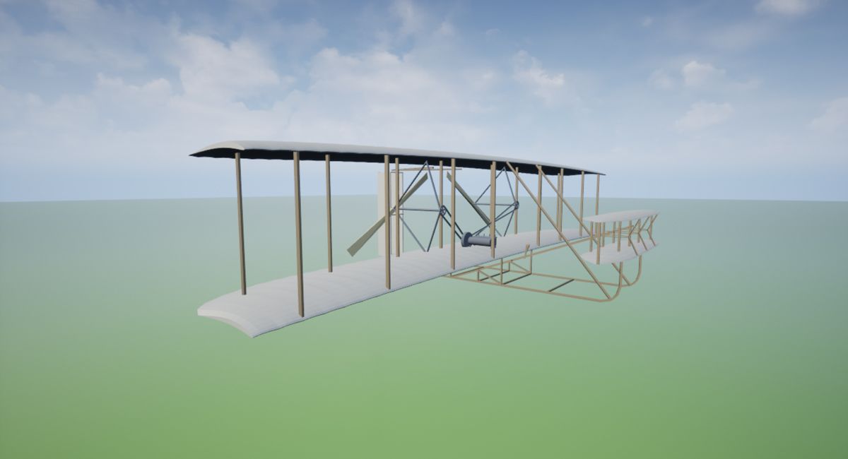 View of a Wright Flyer model in 3D.