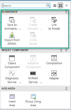 Modeling tab showing Elaborate section with linking actions.