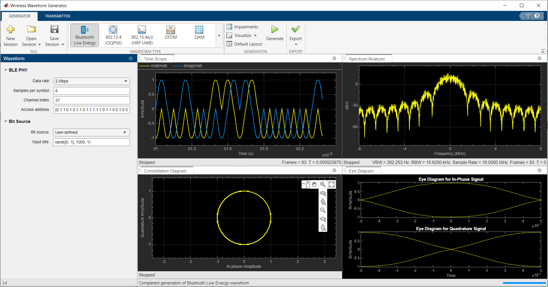 Bluetooth LE Waveform Generator app