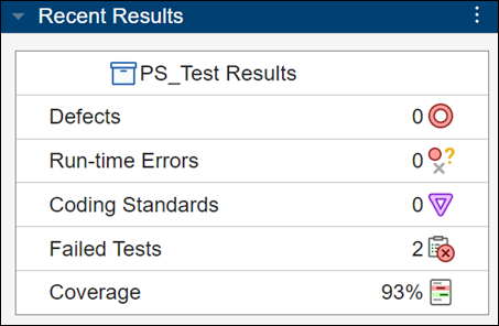 Dashboard summarizing results of latest run