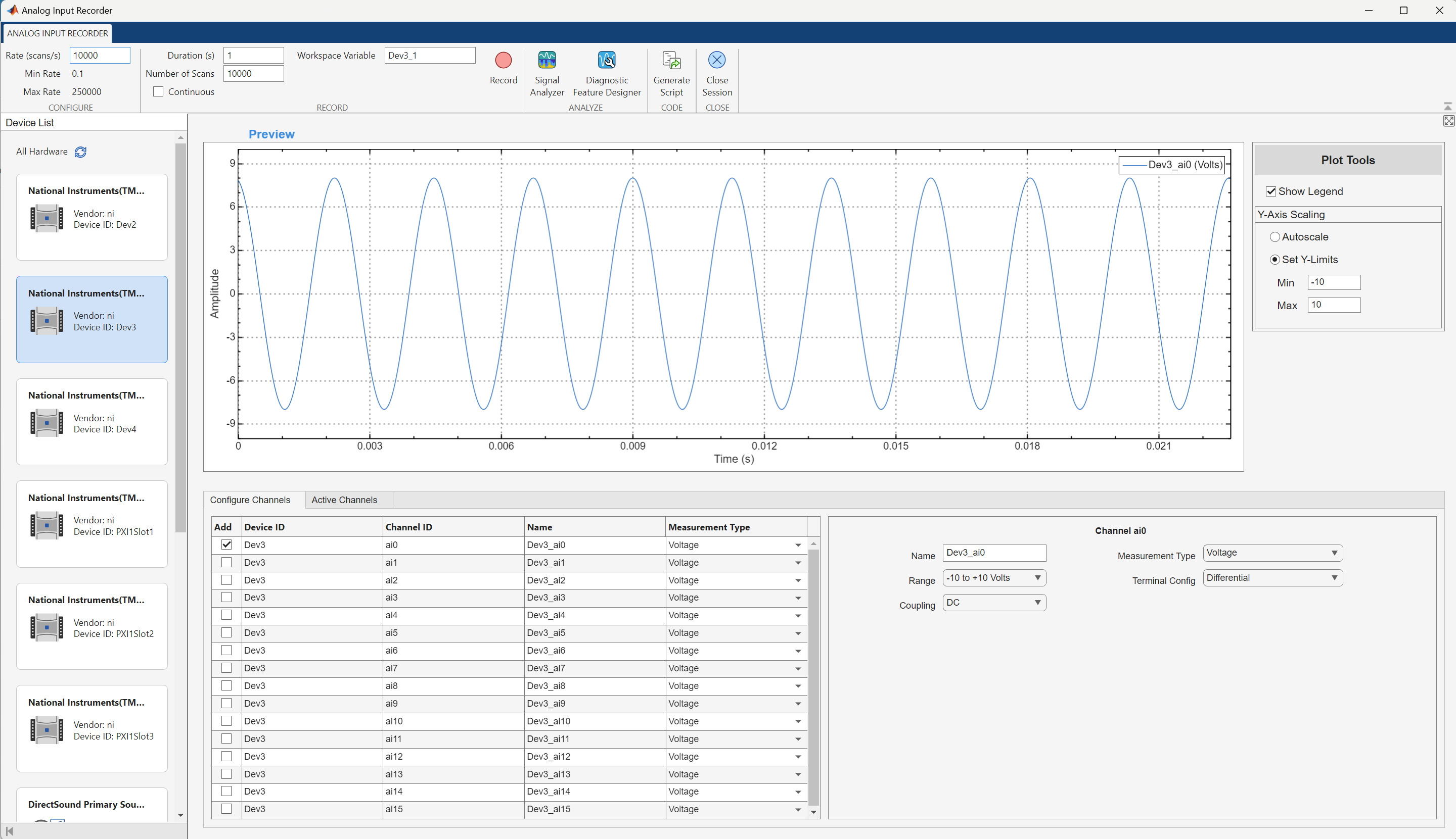 Analog Input Recorder App