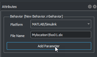 The Attributes pane with Add Parameter option