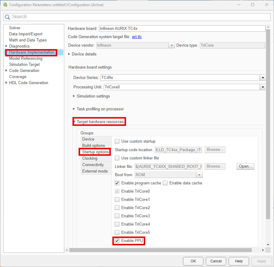 Device settings for flat model