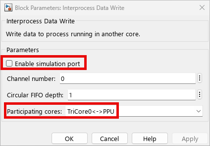 IPC Write block settings for inter-core communication