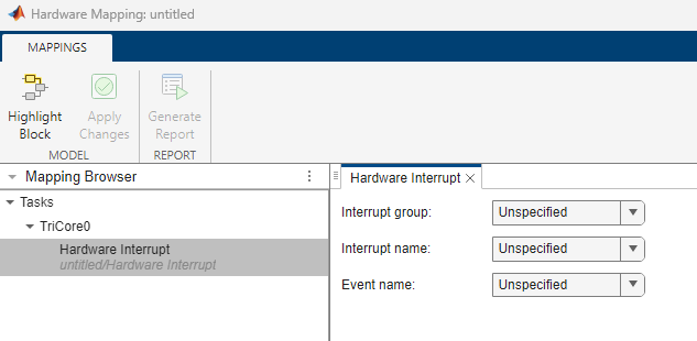 Hardware Mapping for Hardware Interrupt block