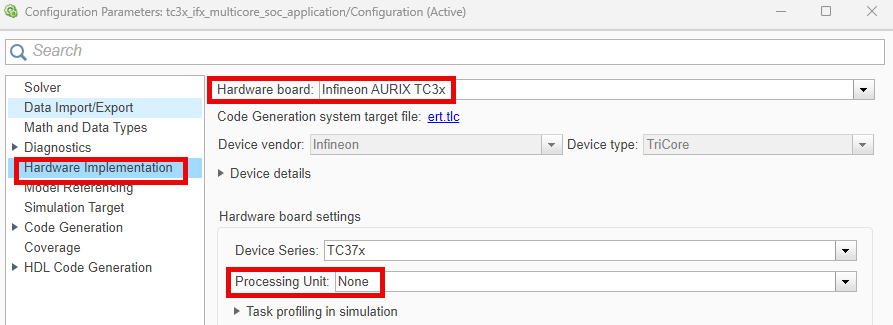 Configure top-level model parameters in the configuration parameters dialog box