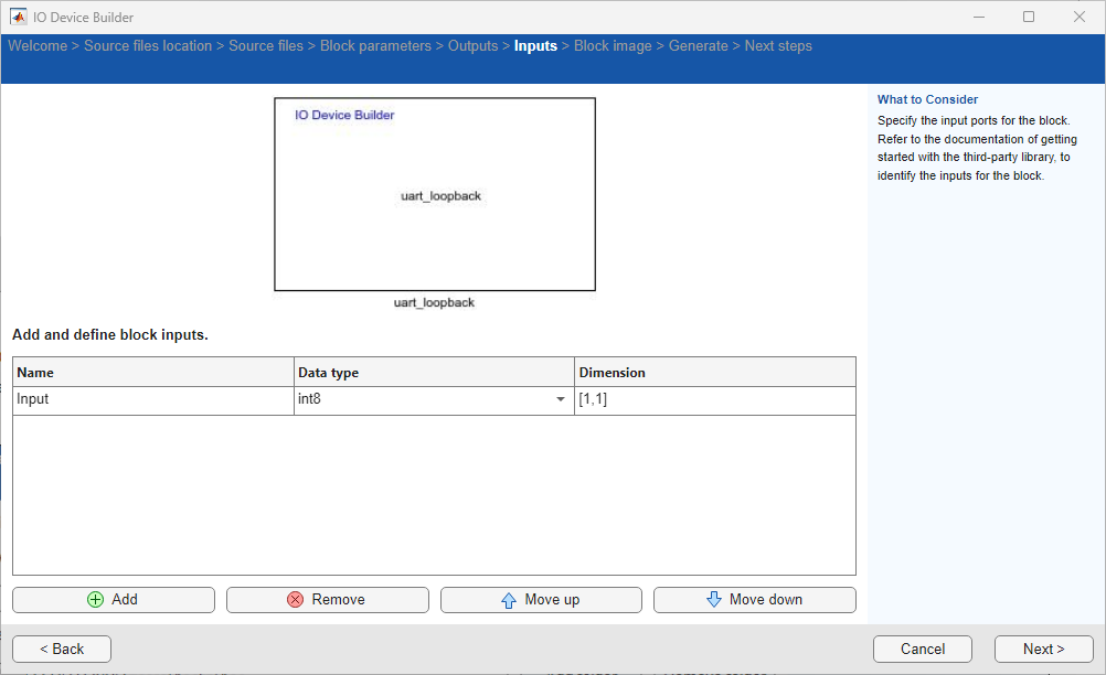 select inputs for block