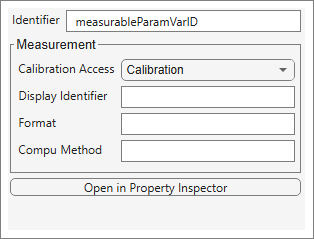 Additional Parameters dialog box. The Identifier is specified as measurableParamVarID.