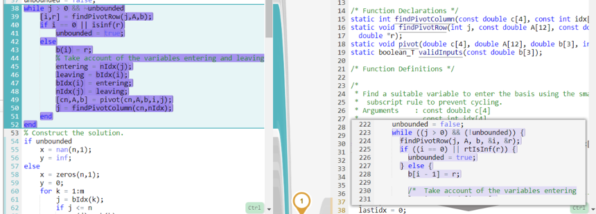 Interactively Trace Between Matlab Code And Generated C C Code Matlab Simulink Mathworks Espana