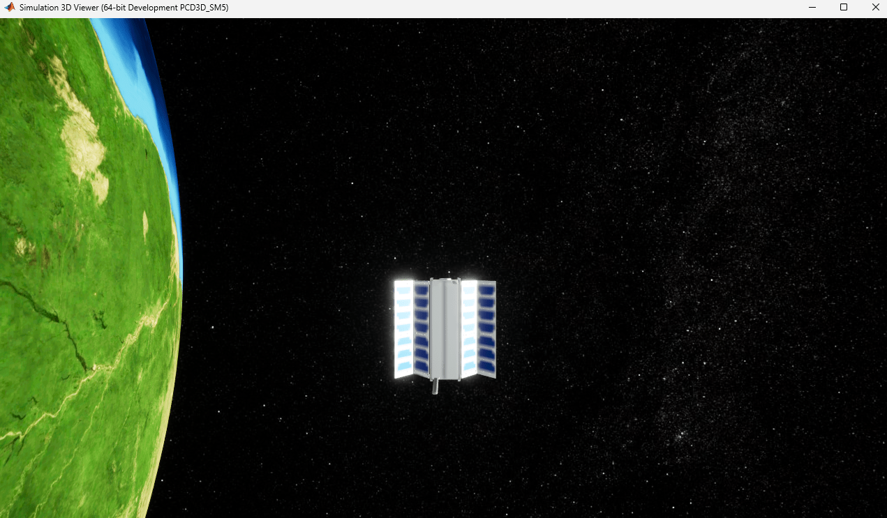 CubeSat in orbit around Earth with solar arrays partially extended
