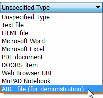 The mouse points to ABC File (for demonstration) in the Document type drop-down