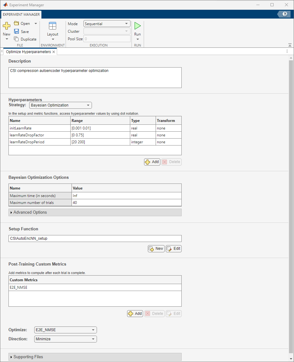 Optimize CSI Feedback Autoencoder Training Using MATLAB Parallel Server and Experiment Manager