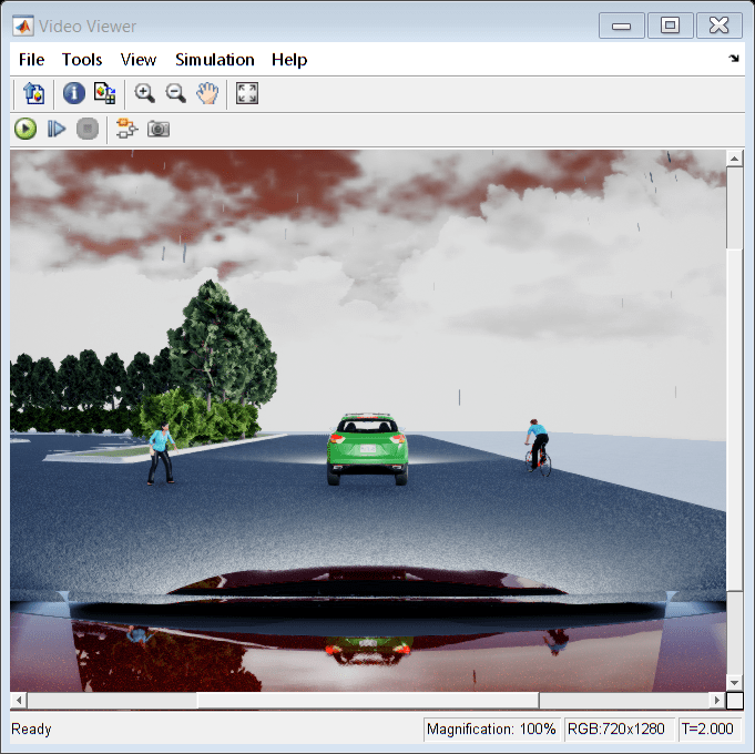 Figure Video Viewer contains an axes object and other objects of type uiflowcontainer, uimenu, uitoolbar. The axes object contains an object of type image.