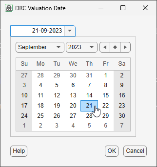 Date picker from FRTB-SA Analyzer app