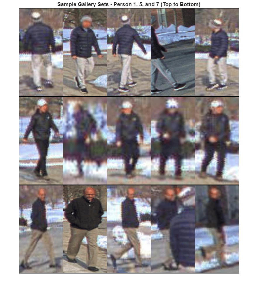 Figure contains an axes object. The hidden axes object with title Sample Gallery Sets - Person 1, 5, and 7 (Top to Bottom) contains an object of type image.