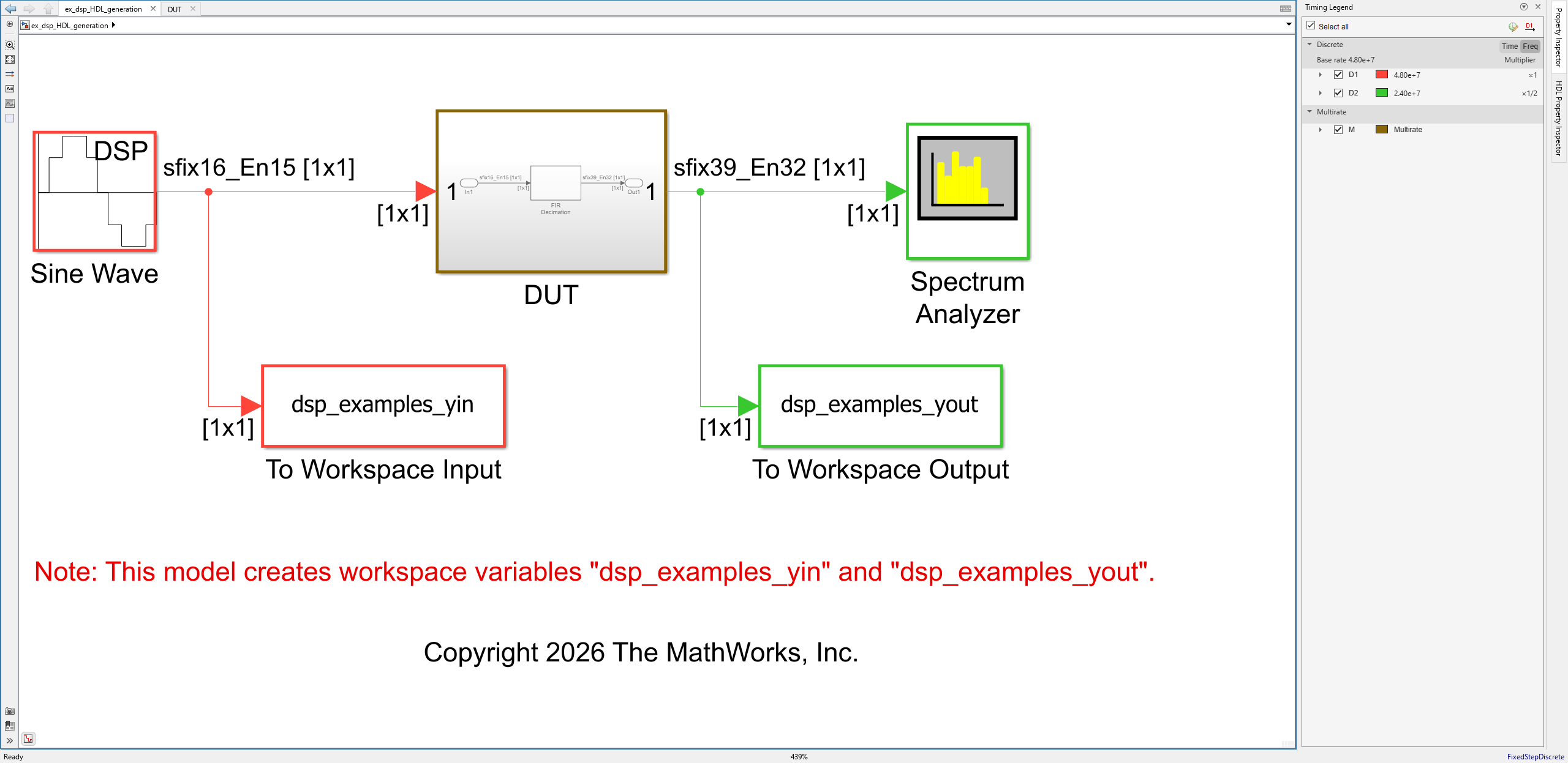 Generate Multirate HDL Code to Decimate Input Signal Using DSP System Toolbox Blocks