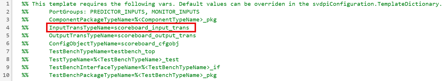 Snippet of template file for scoreboard component