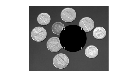 Figure contains an axes object. The hidden axes object contains 2 objects of type image, images.roi.circle.