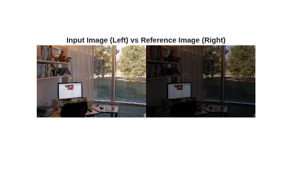 Figure contains an axes object. The hidden axes object with title Input Image (Left) vs Reference Image (Right) contains an object of type image.
