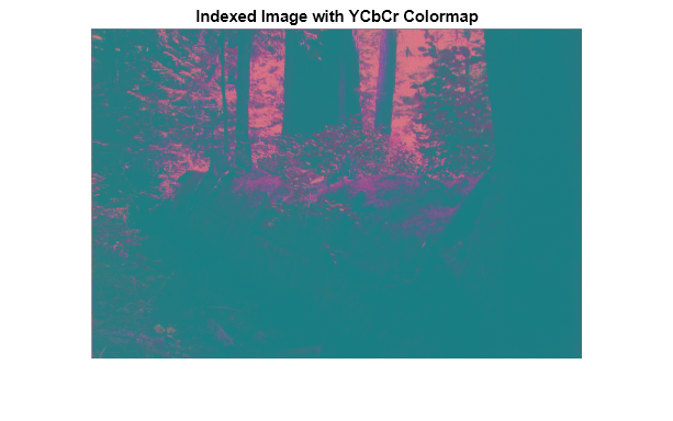 Figure contains an axes object. The hidden axes object with title Indexed Image with YCbCr Colormap contains an object of type image.