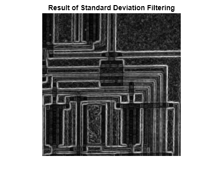 Figure contains an axes object. The hidden axes object with title Result of Standard Deviation Filtering contains an object of type image.