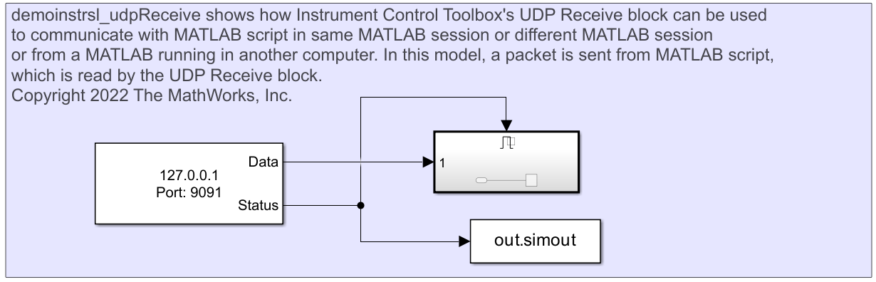 Read Data from MATLAB Using UDP Receive Block