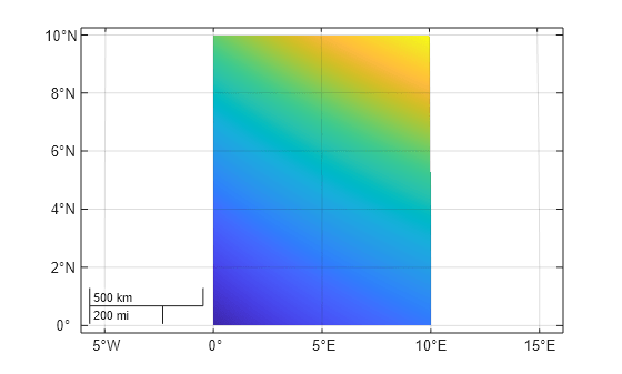 Figure contains an axes object with type mapaxes. The mapaxes object contains an object of type pseudocolorraster.