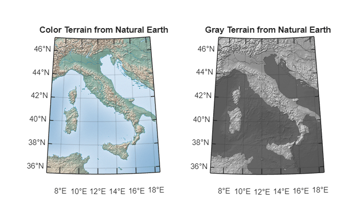 Figure contains 2 axes objects. Mapaxes object 1 contains an object of type rasterimage. Mapaxes object 2 contains an object of type rasterimage.