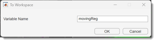 Export results to workspace using the To Workspace dialog box