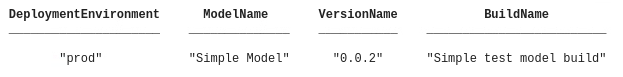 MATLAB output showing information about Simple Model deployment