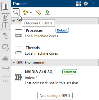 Parallel panel showing the discover clusters button.
