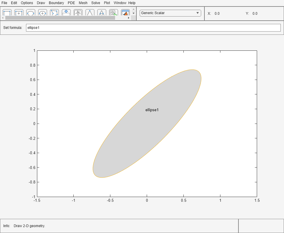 Figure PDE Modeler - [Untitled] contains objects of type uimenu, uigridlayout.