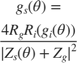 $$\displaystyle g_s(\theta) =$ $\displaystyle \frac{ 4 R_g R_i (g_i(\theta))}{ | Z_s(\theta) + Z_g |^2}$$