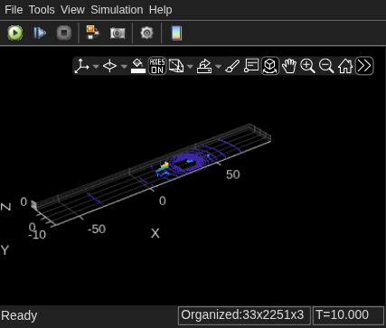 Figure Point Cloud Viewer contains an axes object and other objects of type uiflowcontainer, uimenu, uitoolbar. The axes object with xlabel X, ylabel Y contains an object of type scatter.