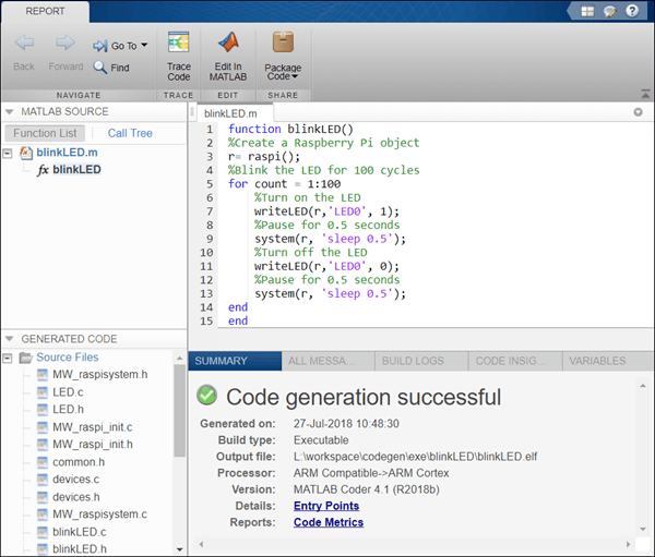 Deploy and Run Custom MATLAB Functions on Raspberry Pi
