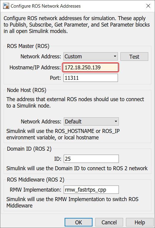 ROS network configuration prompt