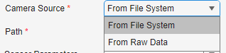 Camera Source options for importing camera data into the Driving Log Analyzer app.