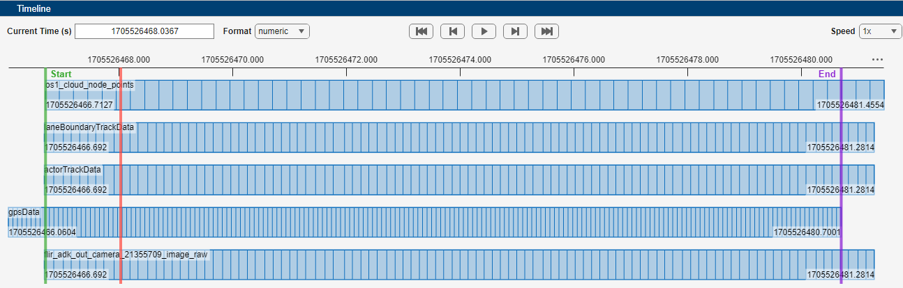 Cropping sensor data objects in the Driving Log Analyzer app.