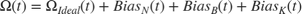 $$\Omega(t) = \Omega_{Ideal}(t) + Bias_N(t) + Bias_B(t) + Bias_K(t)$$
