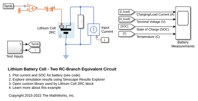Lithium Battery Cell - Two RC-Branch Equivalent Circuit