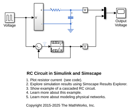 RC Circuit in Simulink and Simscape
