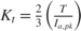 $K_t = \frac{2}{3}\left(\frac{T}{I_{a,pk}}\right)$