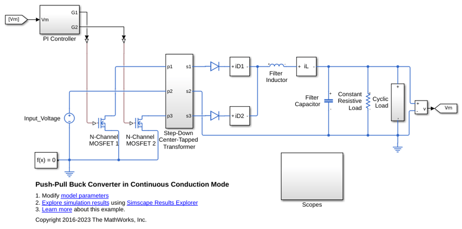 Push-Pull Buck Converter in Continuous Conduction Mode