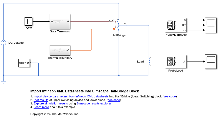 Import Infineon XML Datasheets into Simscape Half-Bridge Block