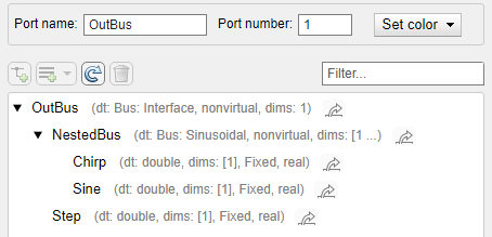 Out Bus Element block dialog box with bus object specification