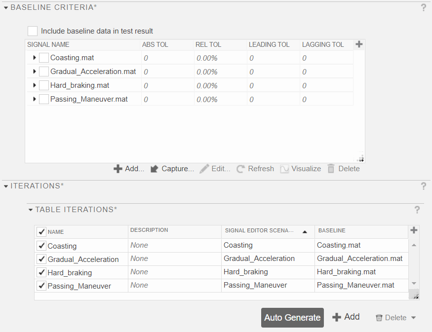 Capture Baseline Data from Iterations