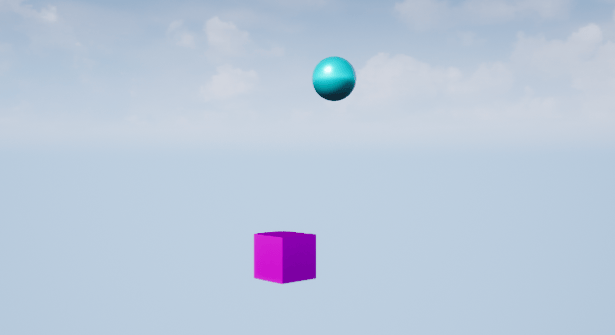 Sphere actor and box actor in the virtual world.