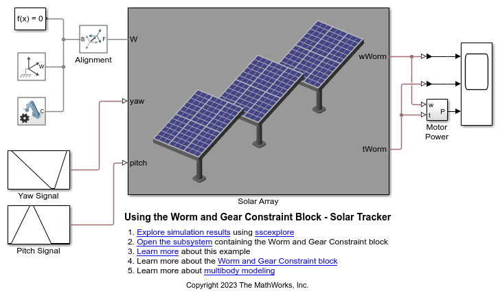 Using the Worm and Gear Constraint Block - Solar Tracker