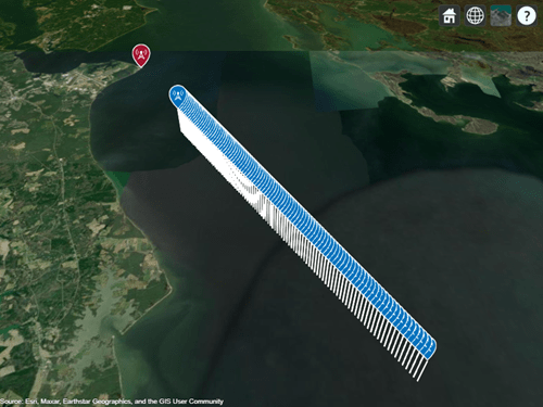 Site Viewer showing an aerial view of a transmitter site and 100 receiver sites